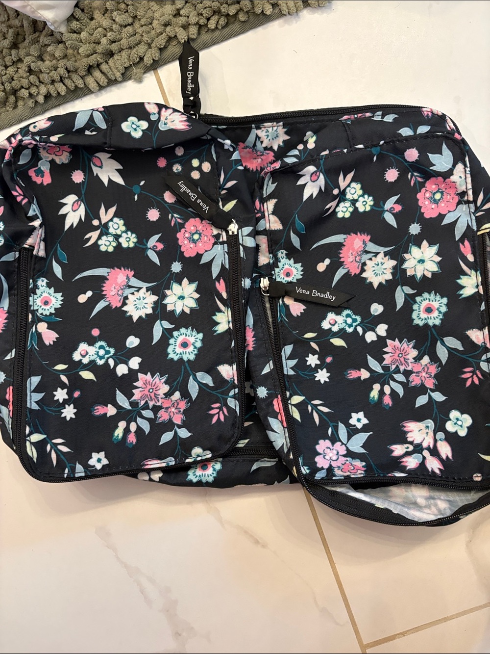 Vera Bradley Women's Floral Travel packing cubes - Black/Pink set of 3